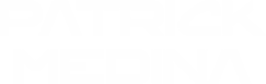 a black and white logo with the words patrick medine