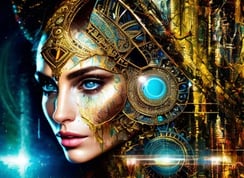 Energy Healing futuristic divine feminine with intuitive technology and multidimensional light codes