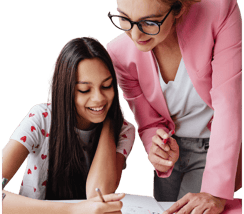 "Tutor providing personalized one-on-one instruction to a student for effective learning."