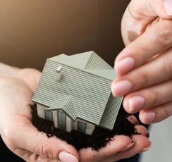 Greeb house on hand picture