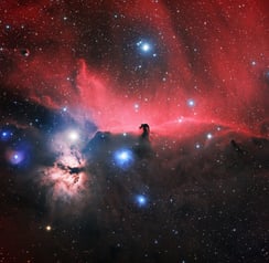Foto "Testa di Cavallo" scattata a Monteverdi. Nebulosa oscura nella costellazione di Orione.