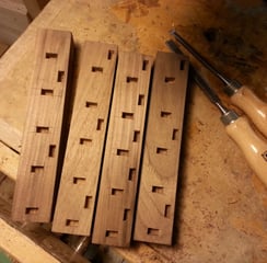 small wooden mortises custom joinery with wood chisels