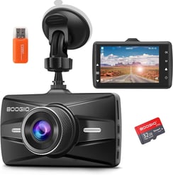 BOOGIIO DashCam, Dash Cam Coche con Pantalla IPS de 3", Camara Coche de 170°, color negro