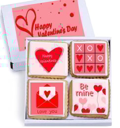 Happy Valentines Day Cookies Gift Basket, Decorated Vanilla Sugar Cookie Greeting Card