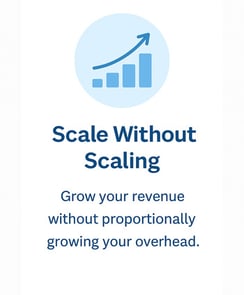 Scale without scaling. Grow your revenue without growing your overhead. Growth chart exponentially