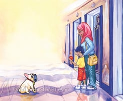 Illustrations from Bruno & Frida Go To New York by New Orleans artist Melissa Vandiver.
