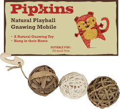 Pipkins Natural Playball - Móvil colgante para casa de conejillos de indias, conejos y hámsteres 