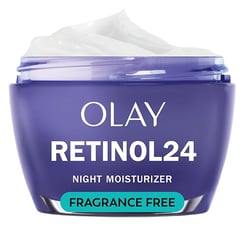a white and blue container of olay retinol retinol