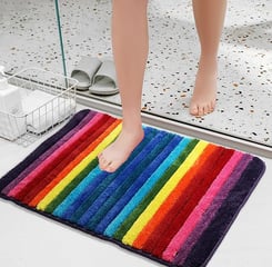 Rainbow Bathroom Rugs Colorful Microfiber Bath Mat Non-Slip Plush Floor Mat Water Absorbent 