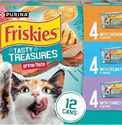 Purina Friskies Wet Cat Food Variety Pack, Tasty Treasures Prime Filets With Ocean Fish and Tuna