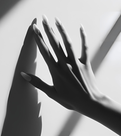 a woman's hand casting a shadow on a wall for step into your divine feminine coaching by LVFLVX.COM