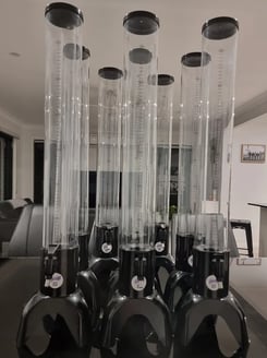 Glow drink towers with LED lights, accessory to the glow bar, available for hire in Brisbane.