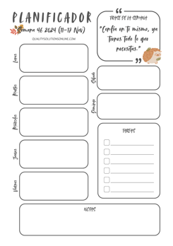 Planificador de de la semana 46 para imprimir gratis