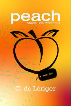 a book cover with a peach illustration on the front