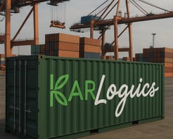 a container container with a cargo container in the background