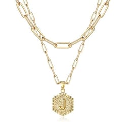 Women Cute Hexagon Letter Initial Necklaces for Women Gold Layered Necklaces for Women Jewelry Gifts