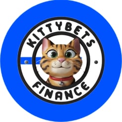 a cat sitting on top of a blue circle