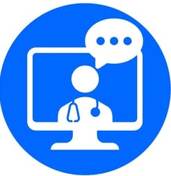 an icon of a doctor on a computer talking