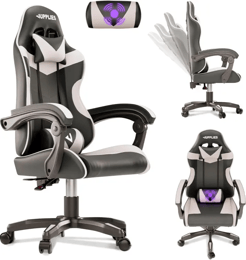 JUPPLIES Silla Gaming Profesional con Masajeador, Altura Regulable y Respaldo Abatible