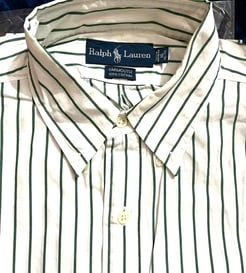 a shirted shirt with a green and white striped shirt