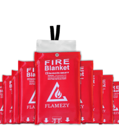 a fire blanket with a fire extinguise on it