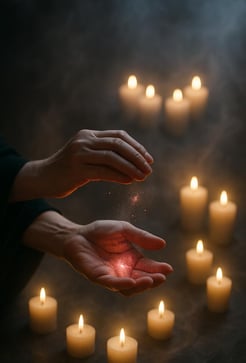 hechizos de amor. Magia en las manos con velas para la magia blanca