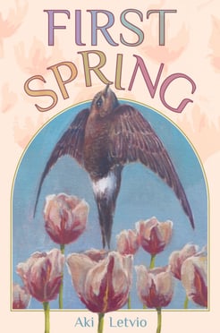 a book cover with painting of a swift and tulips
