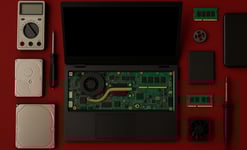 notebook, componentes, peças