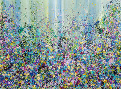 a painting of a field with flowers