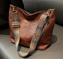 Bolsa bandolera elegante para mujer de gran capacidad con correa ajustable y extraíble, marrón.