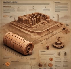 Eine realistische Darstellung der Bagdad-Batterie in Aktion, mit einer antiken Hand, die Essig in da