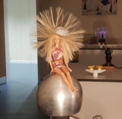 Barbie on a Van Der Graaf generator!