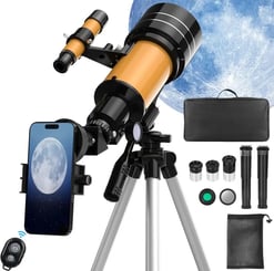 HAUEA Telescopio Astronómico 70/400mm HD, Telescopio Refractor Portable
