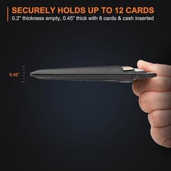a person holding buffway slim wallet in their hand
