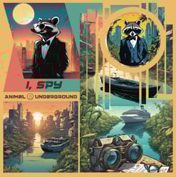 raccoon art album cover short fiction fable sci fi cyberpunk
