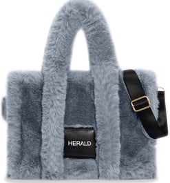 Herald Large Tote Bag for Women Soft Winter Fluffy Fuzzy Furry Plush Top Handle Purse and Handbag Wi