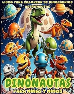 libro para colorear dinosaurios en el espacio