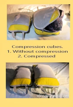 comparison of compression cubes and travel packing cubes without compression 