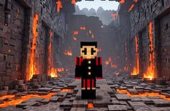 ClownPierce standing on tiles surrounded by lava