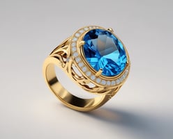 Jolie bague or et pierre fine bleue