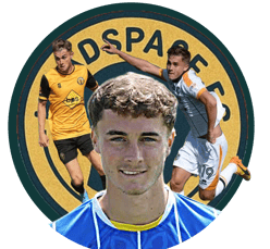 a man in a blue jersey shirt and a soccer player