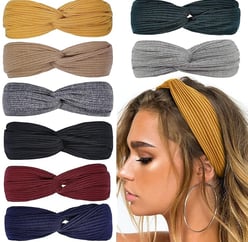 Women's Twist Knotted Head Band Boho Stretchy Hair Band Non Slip for Girls Criss Cross Turban Plain 