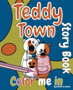 teddy town story colouring book