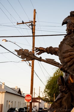 Aztec warrior Cuauhtémoc statue in Barrio Viejo neighborhood Tucson Arizona
