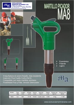 Martillo picador neumático MA8. M37B. T8000. PLC9. Topac. LA+. Toku. Ingersoll Rand. Atlas copco