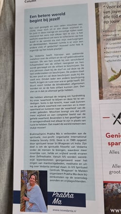 artikel International Vedanta Society in regiomagazine Topic