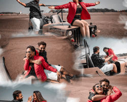 Couple enjoying prewedding shoot at Vidaychandra Photostudio.