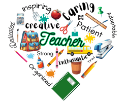 heart shape design with words and pictures about teachers