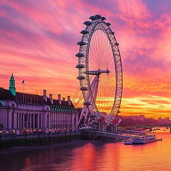 London Eye Image during sunset in London