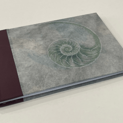 Journal with leather spine and shell design cover